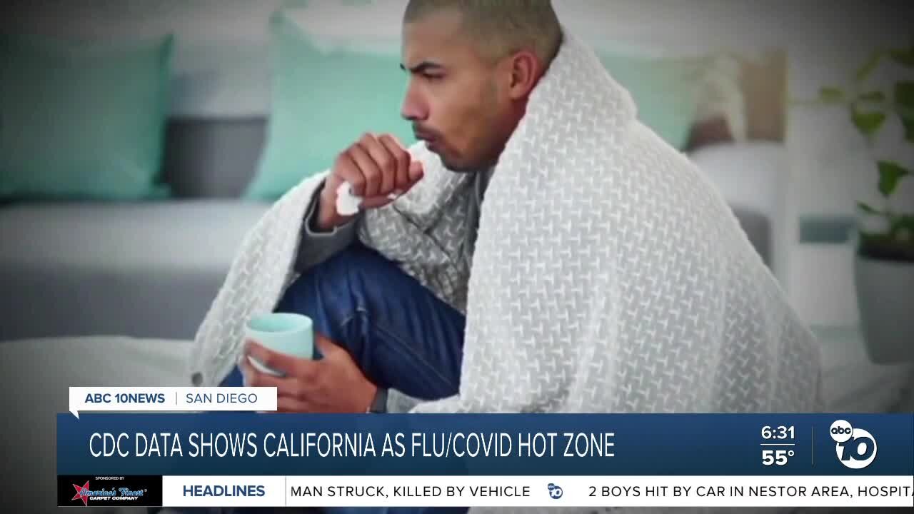 CDC data shows California as flu and COVID 'hot zone'