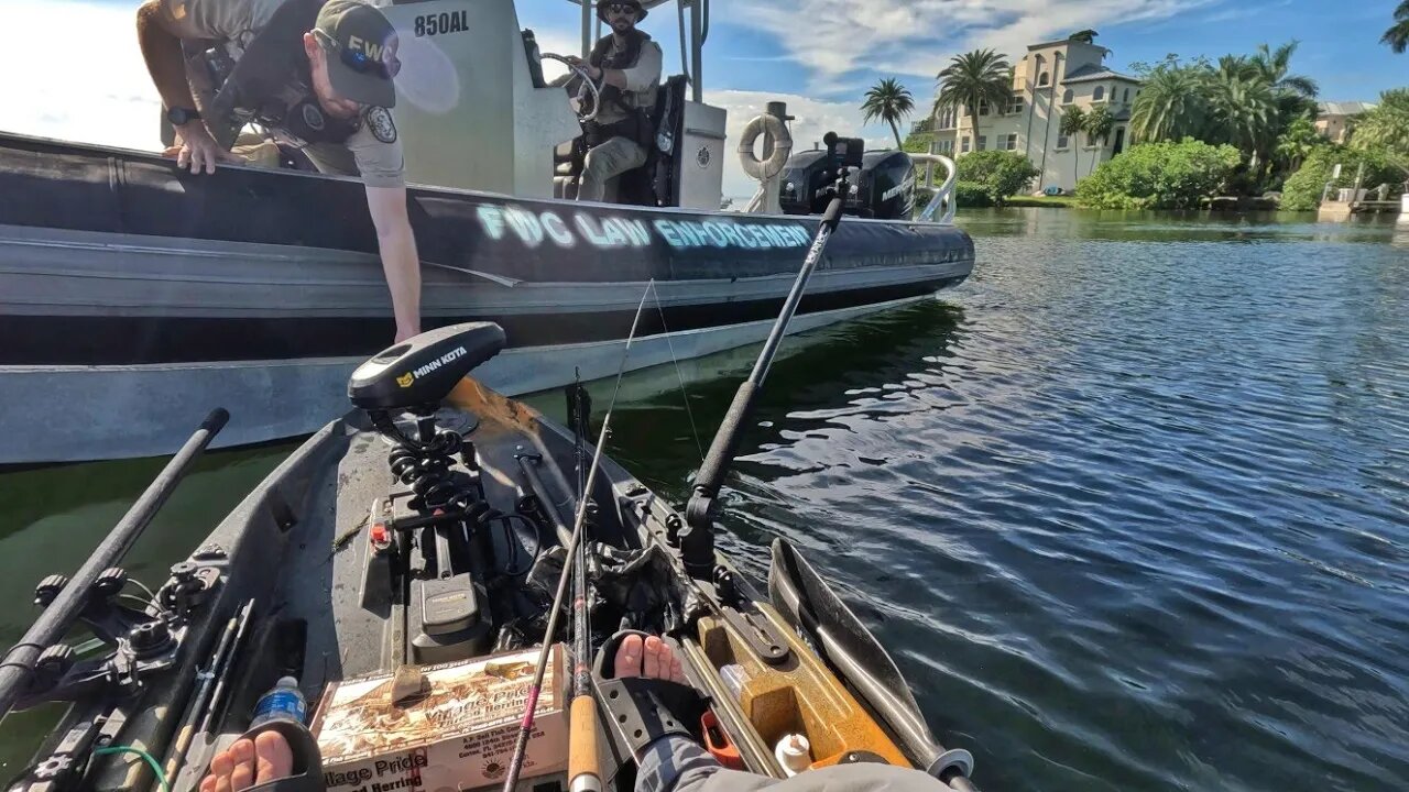 Game Warden STOPS my kayak fishing trip! Shocking bait fish catch and cook (FWC)