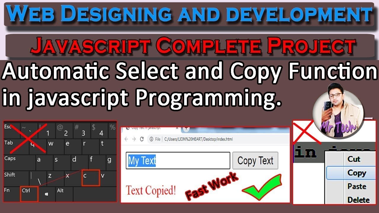 Text Copy Button | Javascript Copy Text to Clipboard | JavaScript Tutorial for Beginners Mr Tech 001