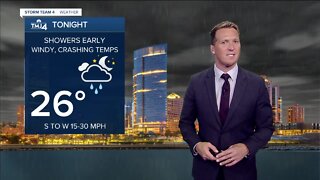 Winds stay strong overnight, snow showers possible