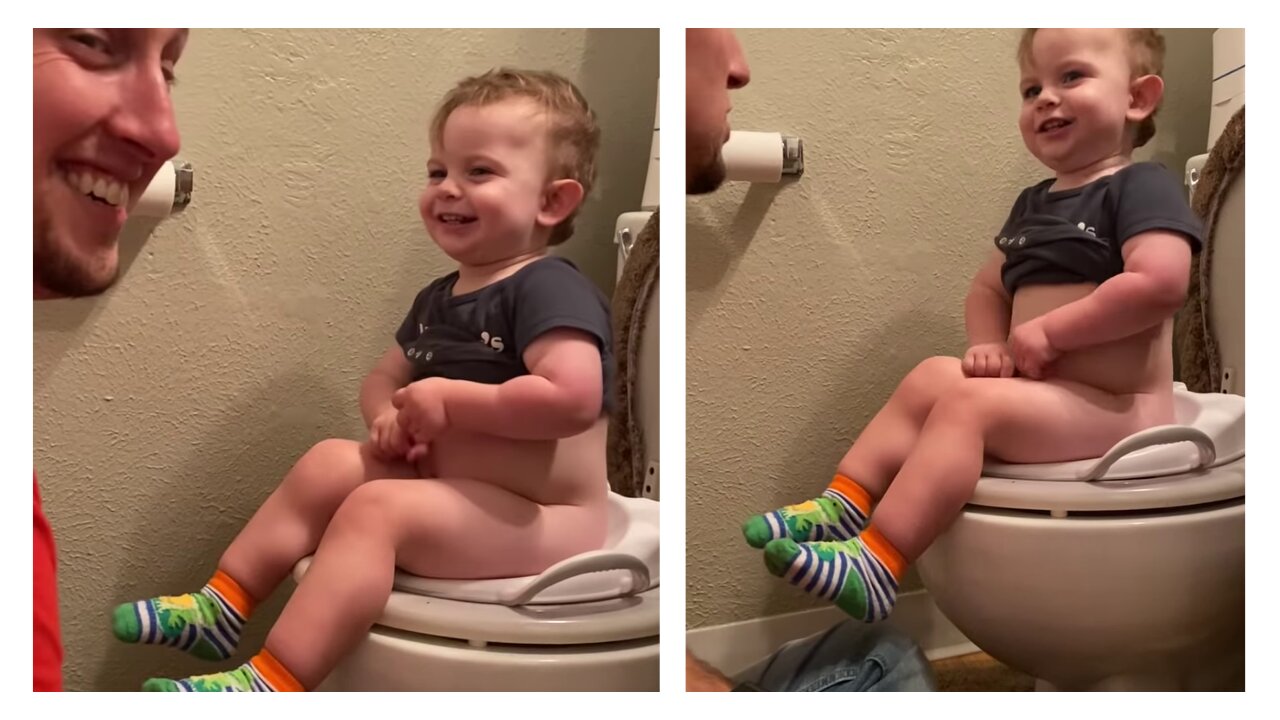 Funny Toddler telling daddy he didn't poop but peed