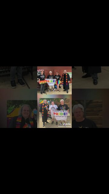 Progressive Christian Pastor blesses people in the Chicago Pride parade