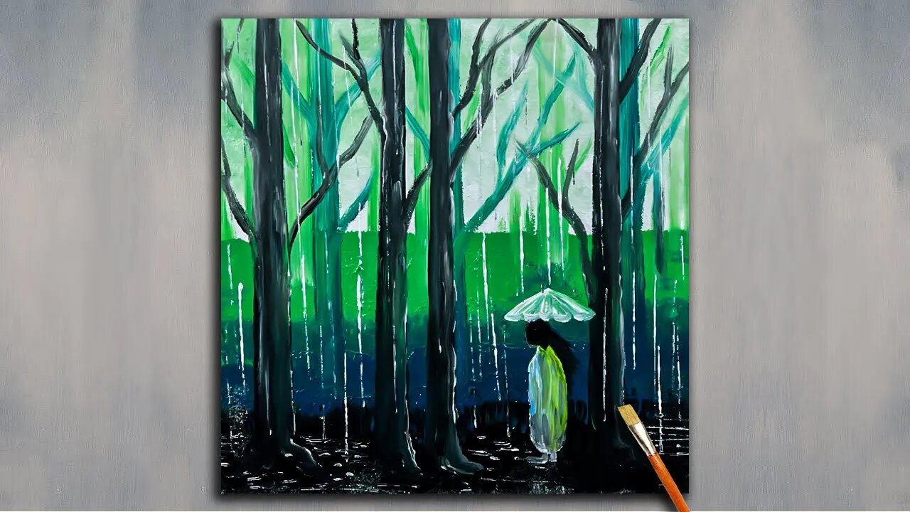 How to Paint a Girl in Rainforest | Acrylic Painting Tutorial for Beginners