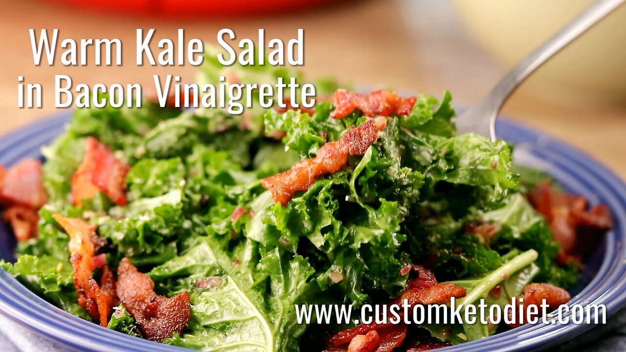 Warm Keto Kale Salad in Bacon Vinaigrette