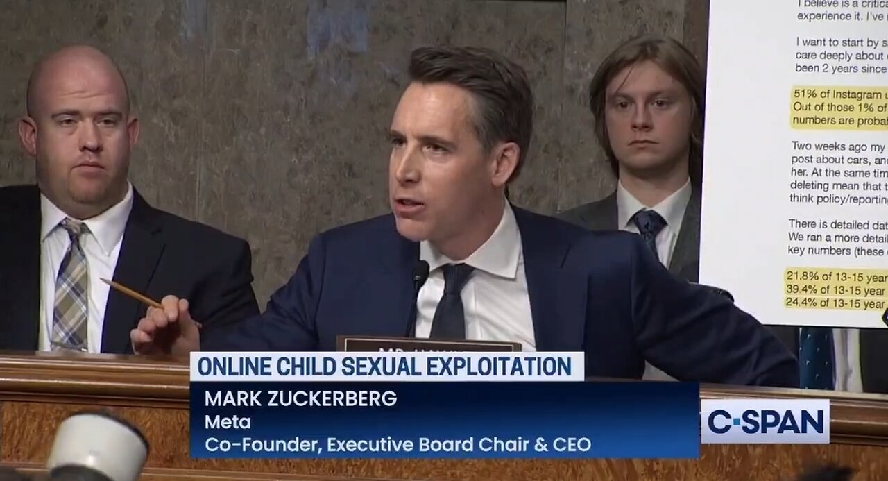 Sen Josh Hawley UNLOADS On Zuckerberg For Child Sexual Exploitation On Facebook