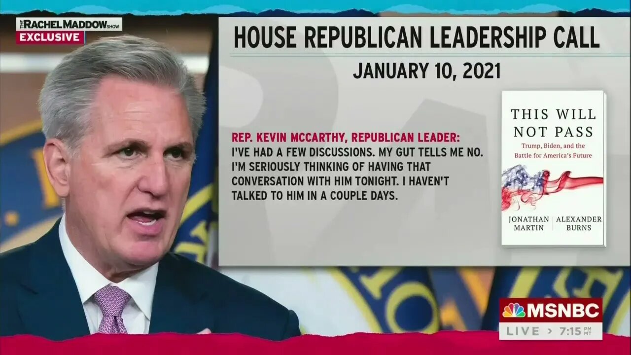 Maddow Plays Tape of Kevin McCarthy Planning Trump Resignation & Censorship of GOP After Jan 6