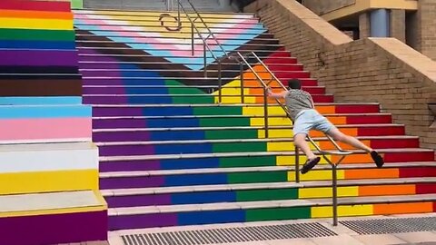 No Matter What, This Dude Is NOT Stepping On These Gay Steps