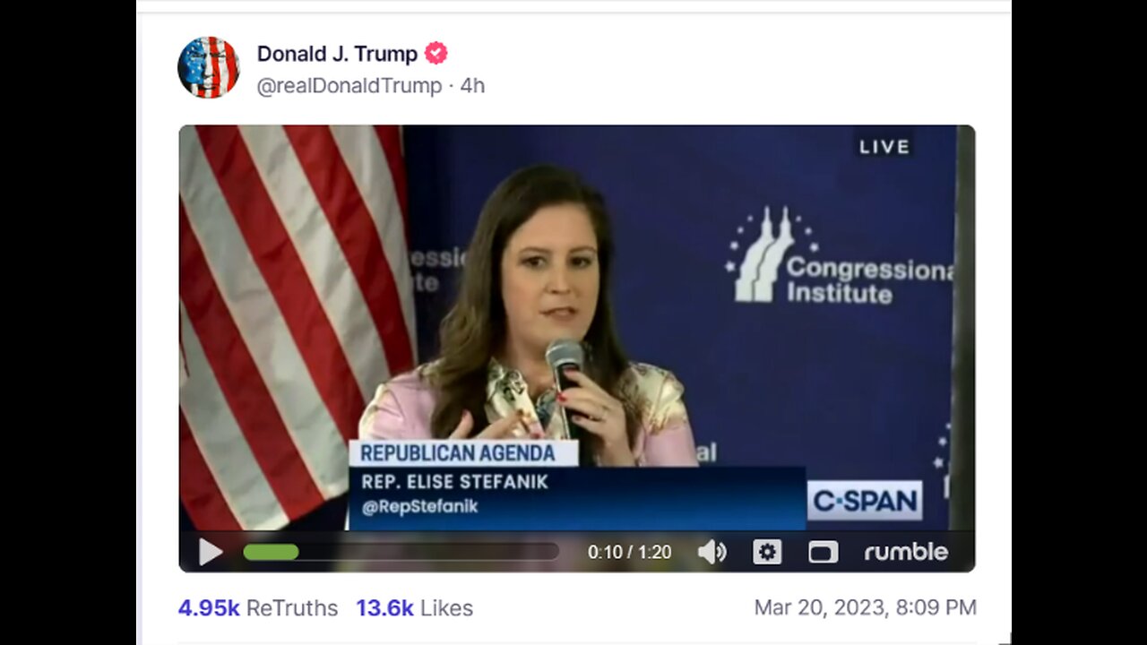 Donald J Trump TS post Mar 20, 2023, 8:09 PM