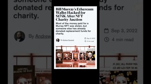 Bill Murray’s Ethereum Wallet Hacked for $174K After NFT Charity Auction #cryptomash #ethereum #btc