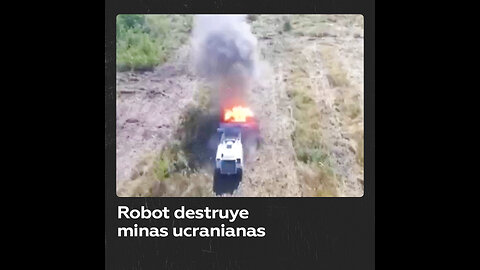 Robot de desminado ruso limpia campos de minas ucranianos