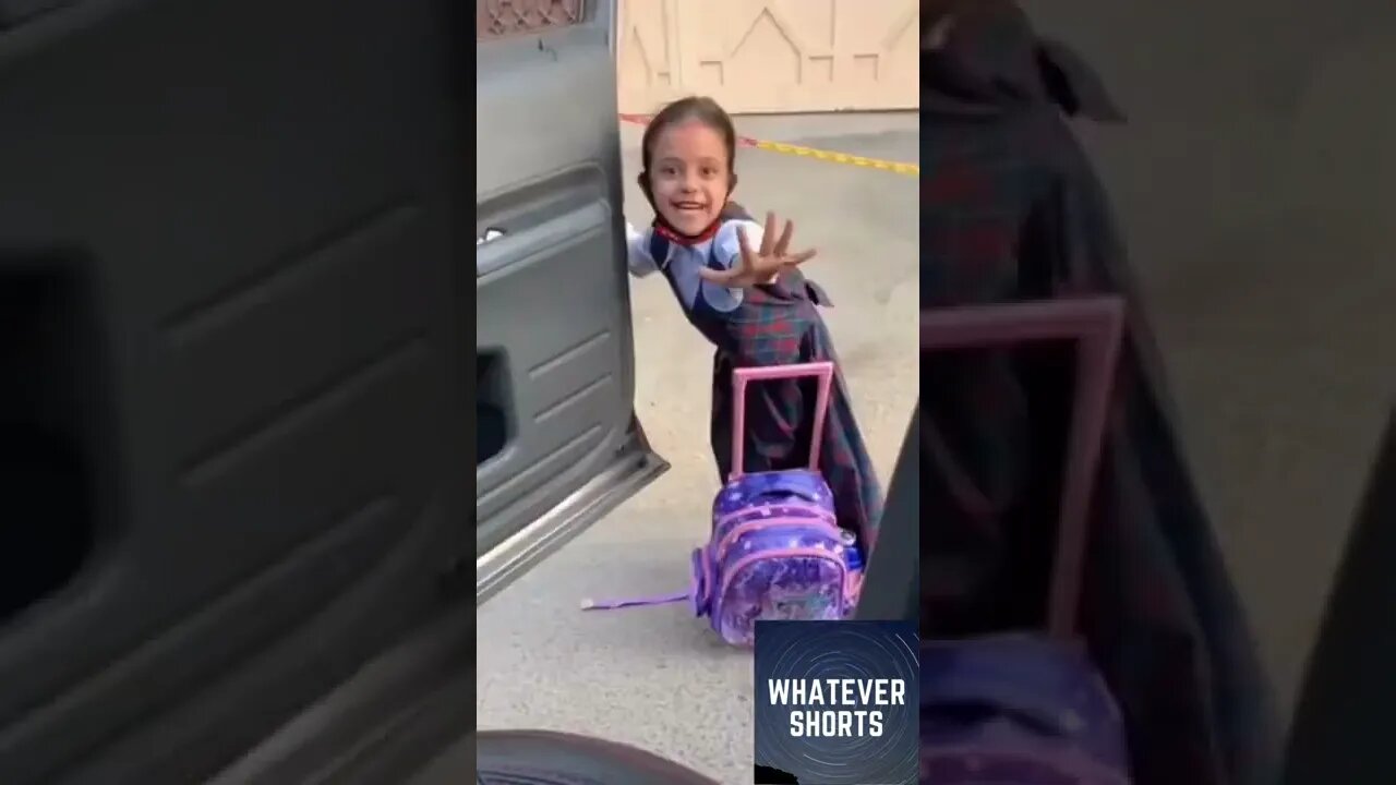 This little girl is super excited to go to school on her own #shorts #girl #kids #excited #cute