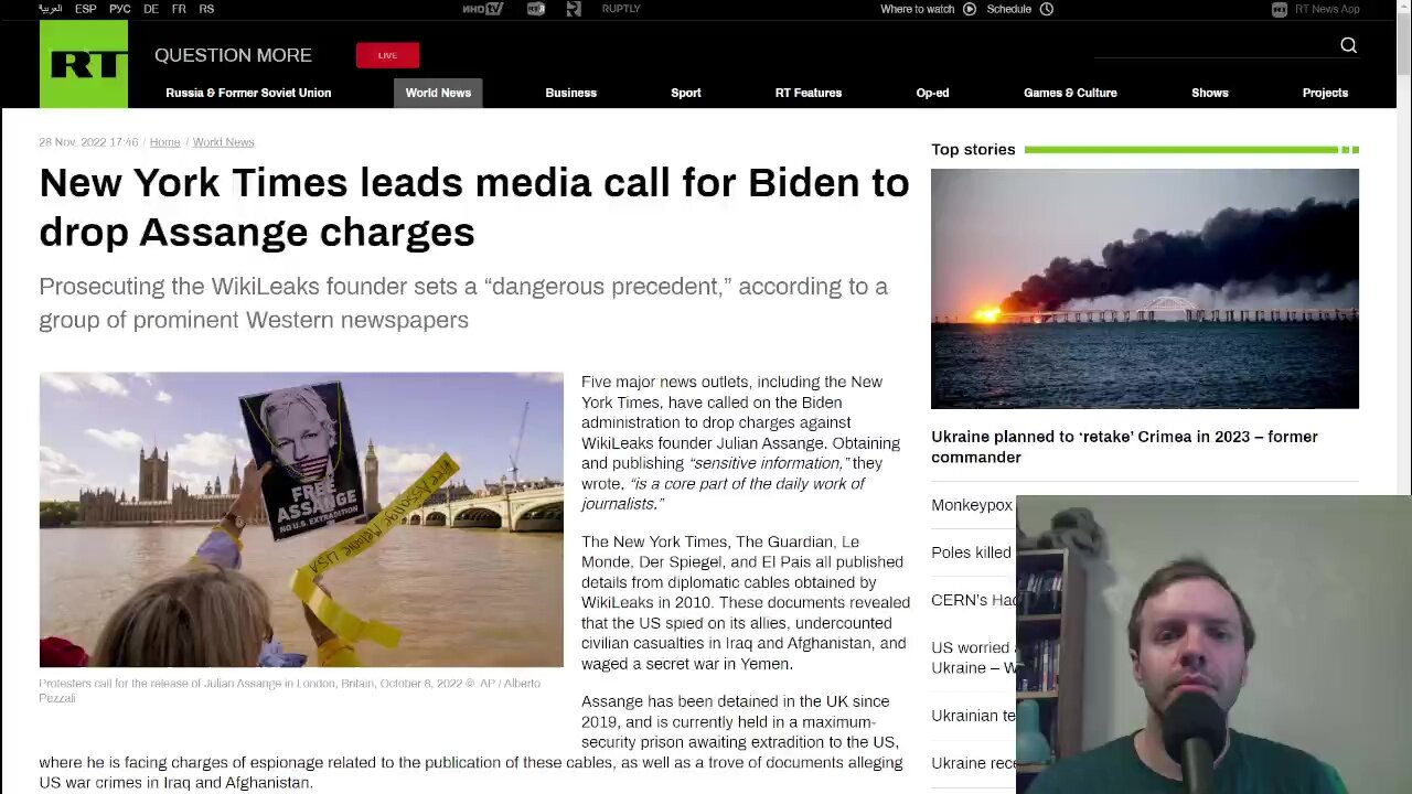 New York Times leads media call for Biden to drop Assange charges