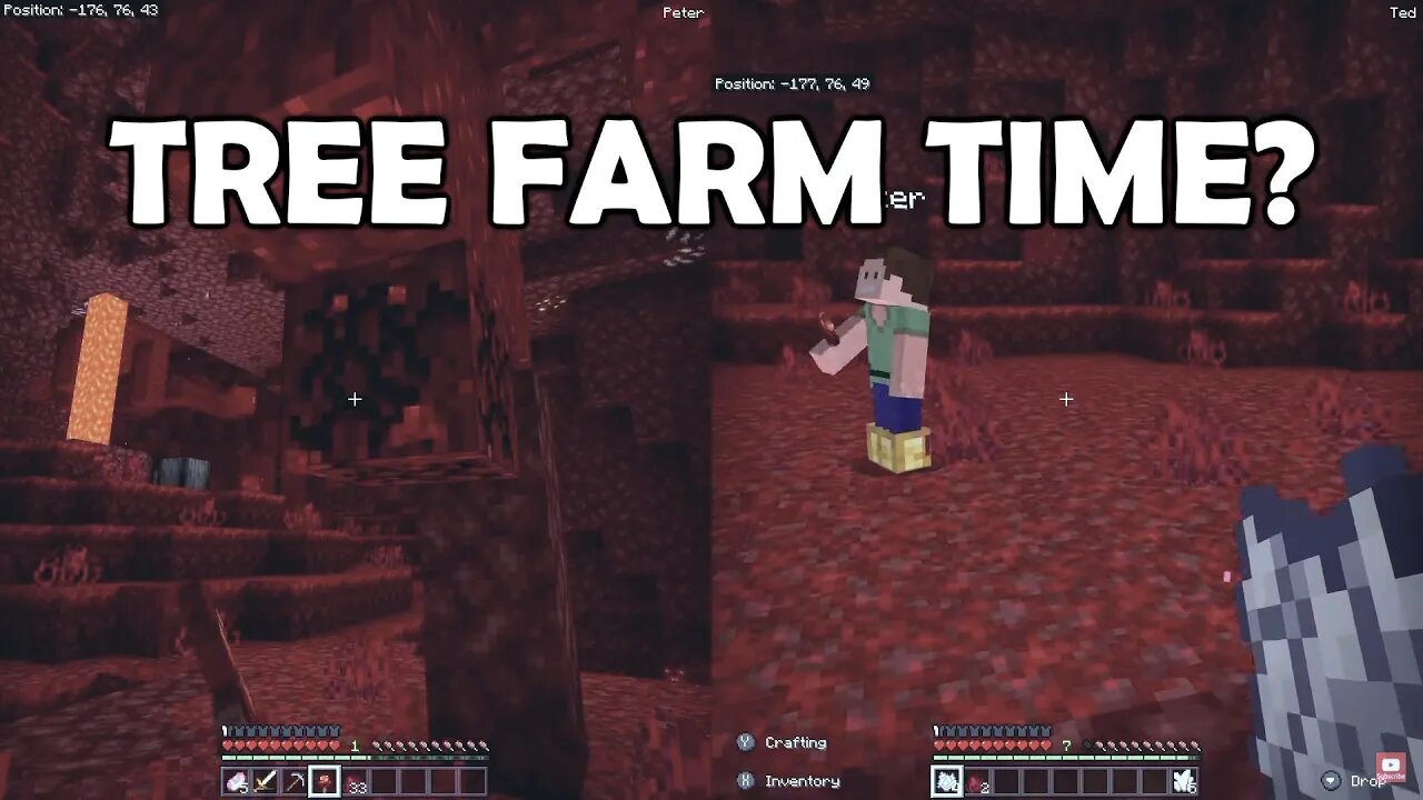 TREE FARM | In the Nether with Nothing (Part 7) | Minecraft SPLITSCREEN 2-Player Nintendo Switch