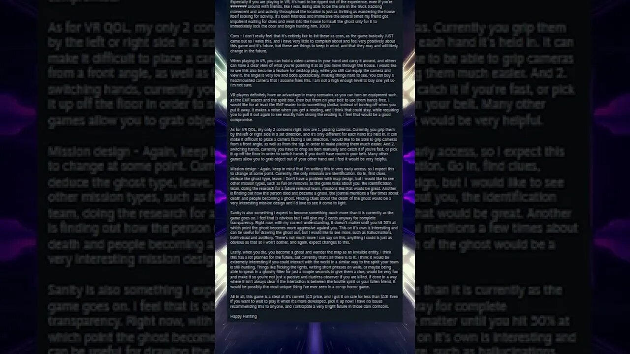 Steam Review (Phasmophobia Pros and Cons!)