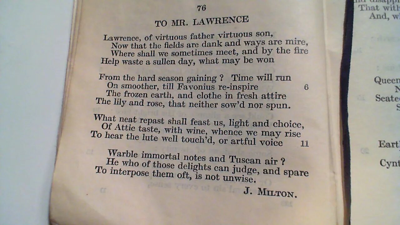 To Mr. Lawrence - J. Milton