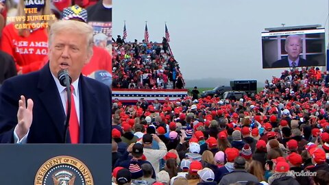 Trump plays scorching video of Joe Biden at Pennsylvania rally.