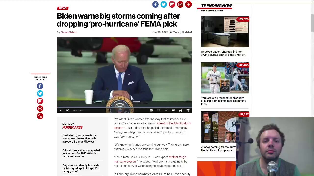 Biden warns big storms coming after dropping ‘pro-hurricane’ FEMA pick