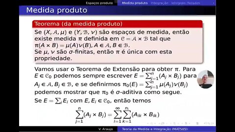 Medida e Integração: Produto cartesiano de espaços de medida e medidas produto