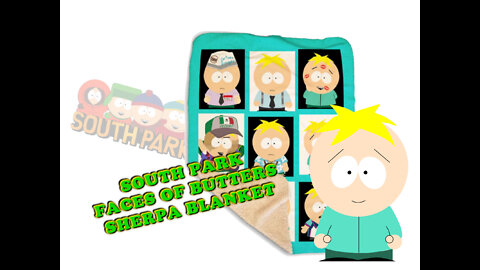 J & G Shoot the breeze SOUTH PARK FACES OF BUTTERS SHERPA BLANKET