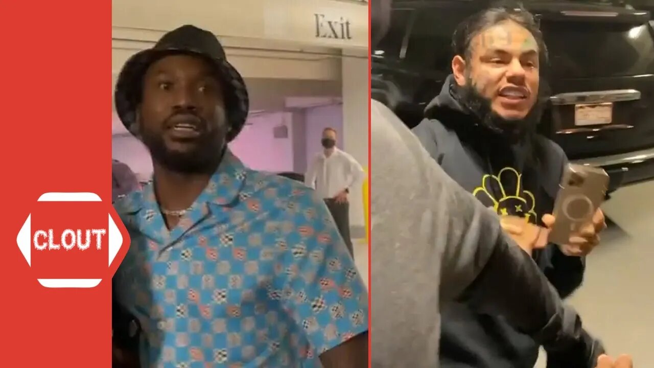 Meek Mill & Tekashi 6ix9ine Get Into A Heated Confrontation Outside Of A Club Parking Lot!