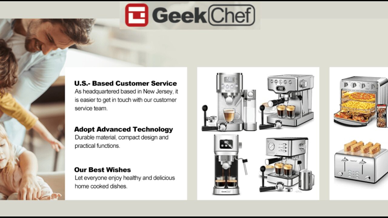 Geek Chef Espresso Machine, 20 Bar Coffee Machine