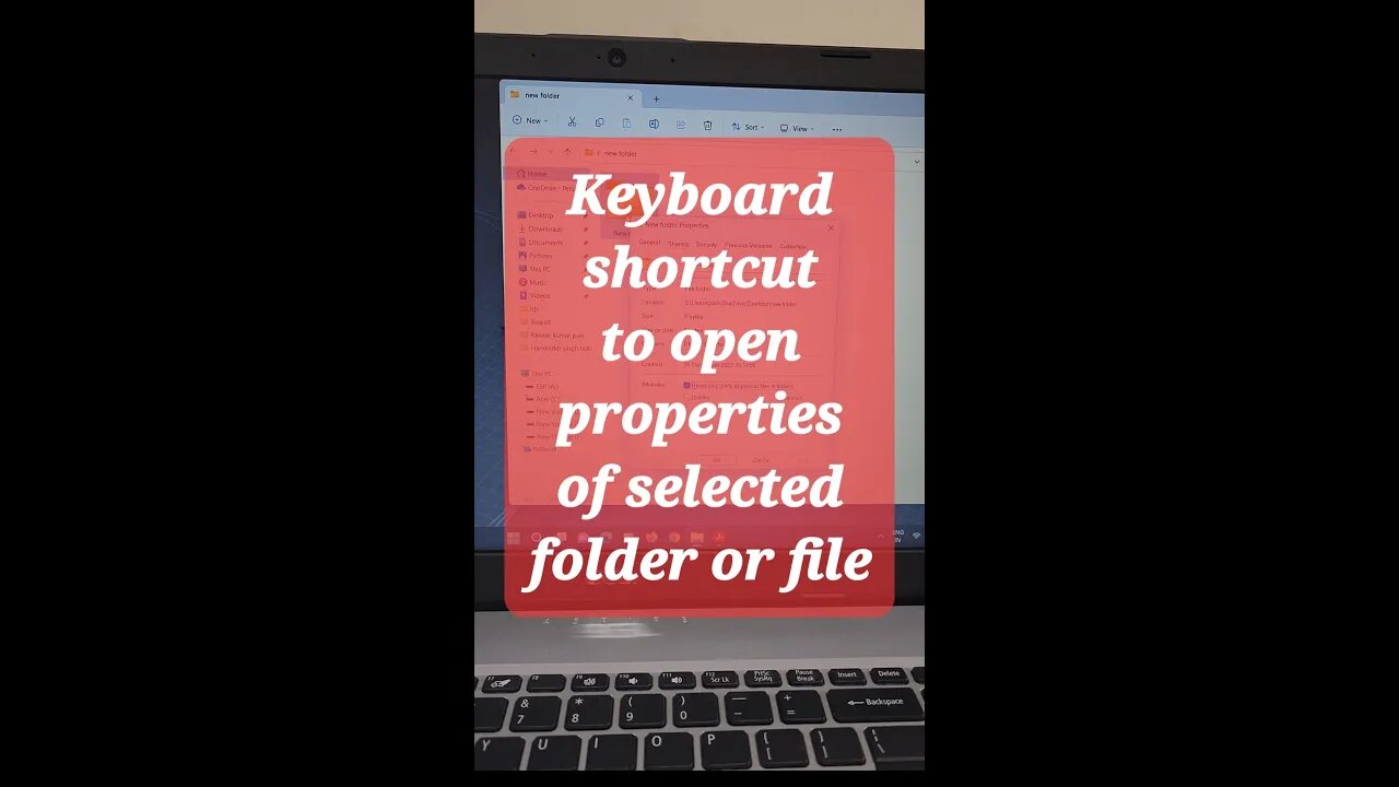 Keyboard shortcut to open properties of selected folder or file #shorts #youtubeshorts