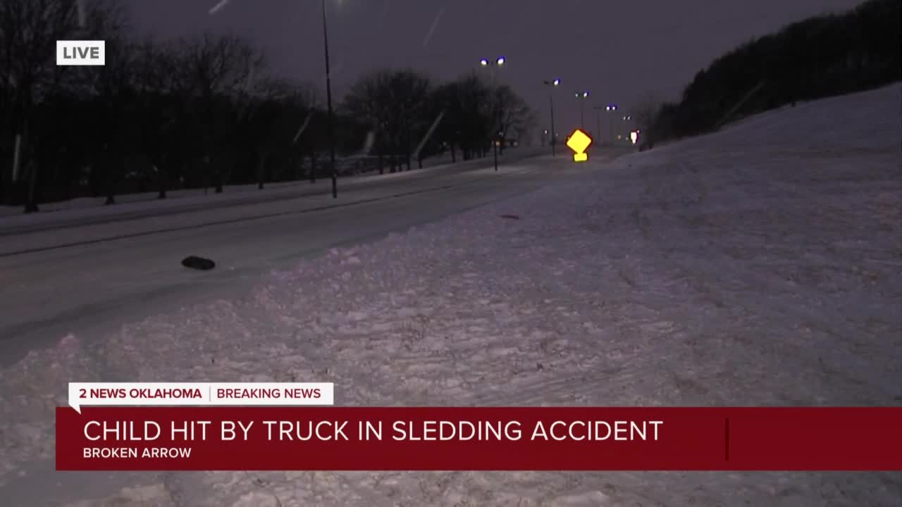 Child hit by truck while sledding in Broken Arrow