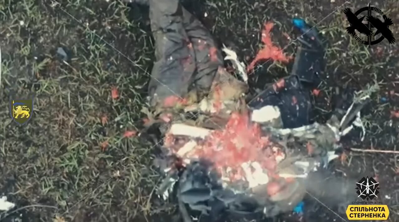 An FPV drone tears a Russian fascist apart — literally