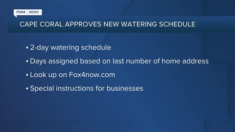 City of Cape Coral's new 2-day watering schedule