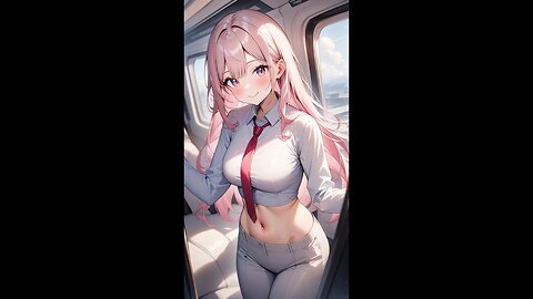 AI Lookbook Anime Beauty - Flight Attendant With Sexy Dress Trousers Showing Her Belly Button