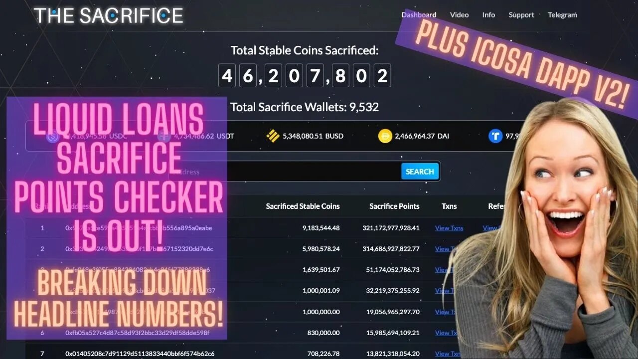 Liquid Loans Sacrifice Points Checker Is Out! Breaking Down Headline Numbers! Plus Icosa Dapp V2!