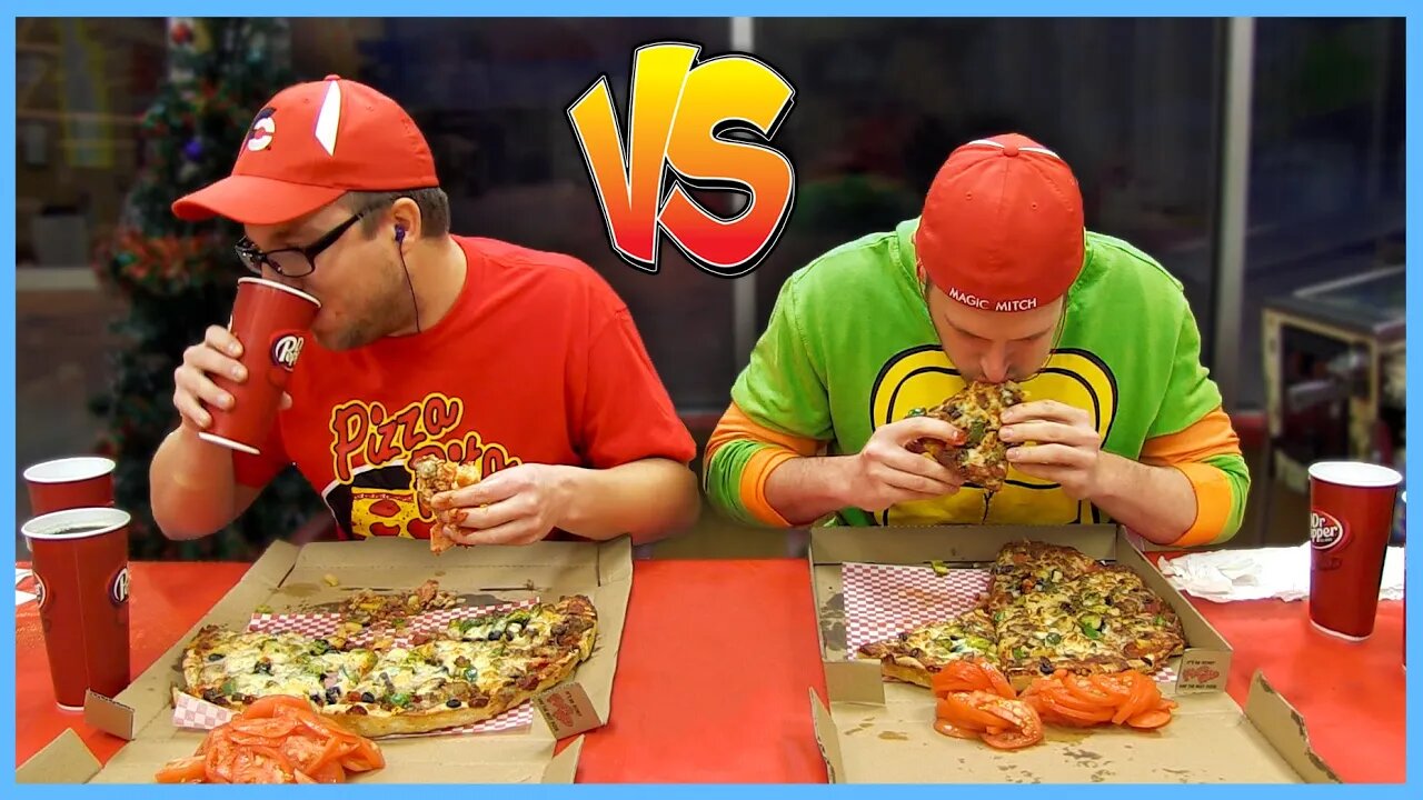 11 Topping Pizza EAT OFF COMPETITION (Challenging My Rival!)