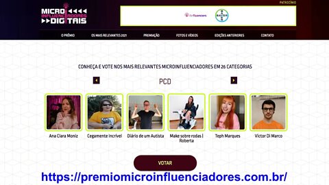 Vote no micro influenciador PCD de 2021