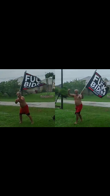 Florida Man Has a Message for Biden inn Gusty Winds Before Hurricane Ian’s Eye Nears