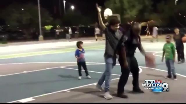 Marana sergeant shoots hoops with kids