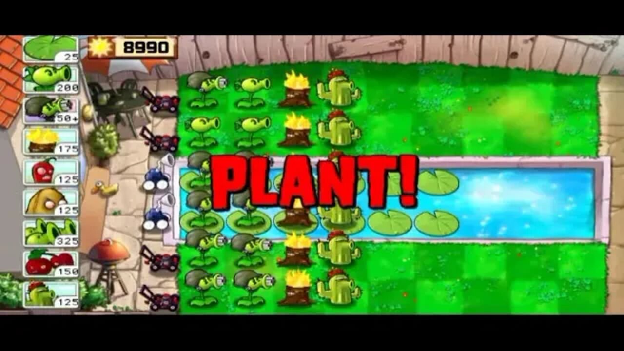 PvZ survival endless Mode | gatling pea dan Torchwood vs Zombies 14 flag