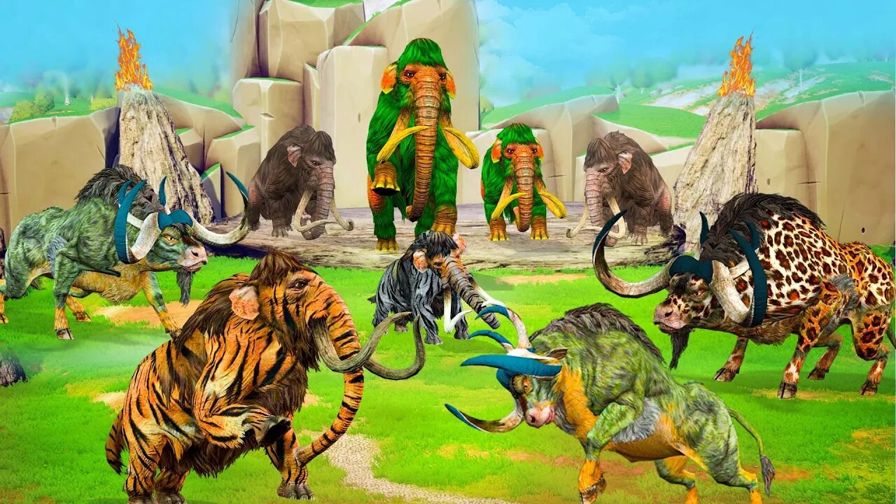 Zombie Woolly Mammoth Vs Tiger Black Mammoth Elephant Fight Buffalo's Saved By Elephant Animal Fight