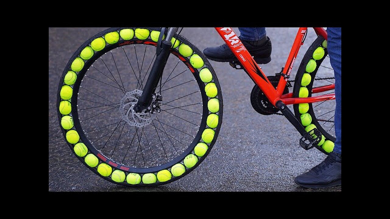 60 Tennis Balls = 2 Bicycle Tyres