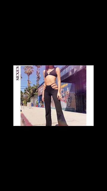 Hollow Out Black Flare Pants