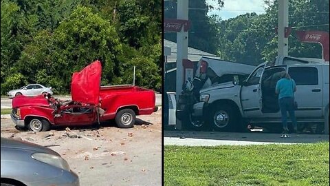 LADY CRASHES INTO GAS STATION ⛽