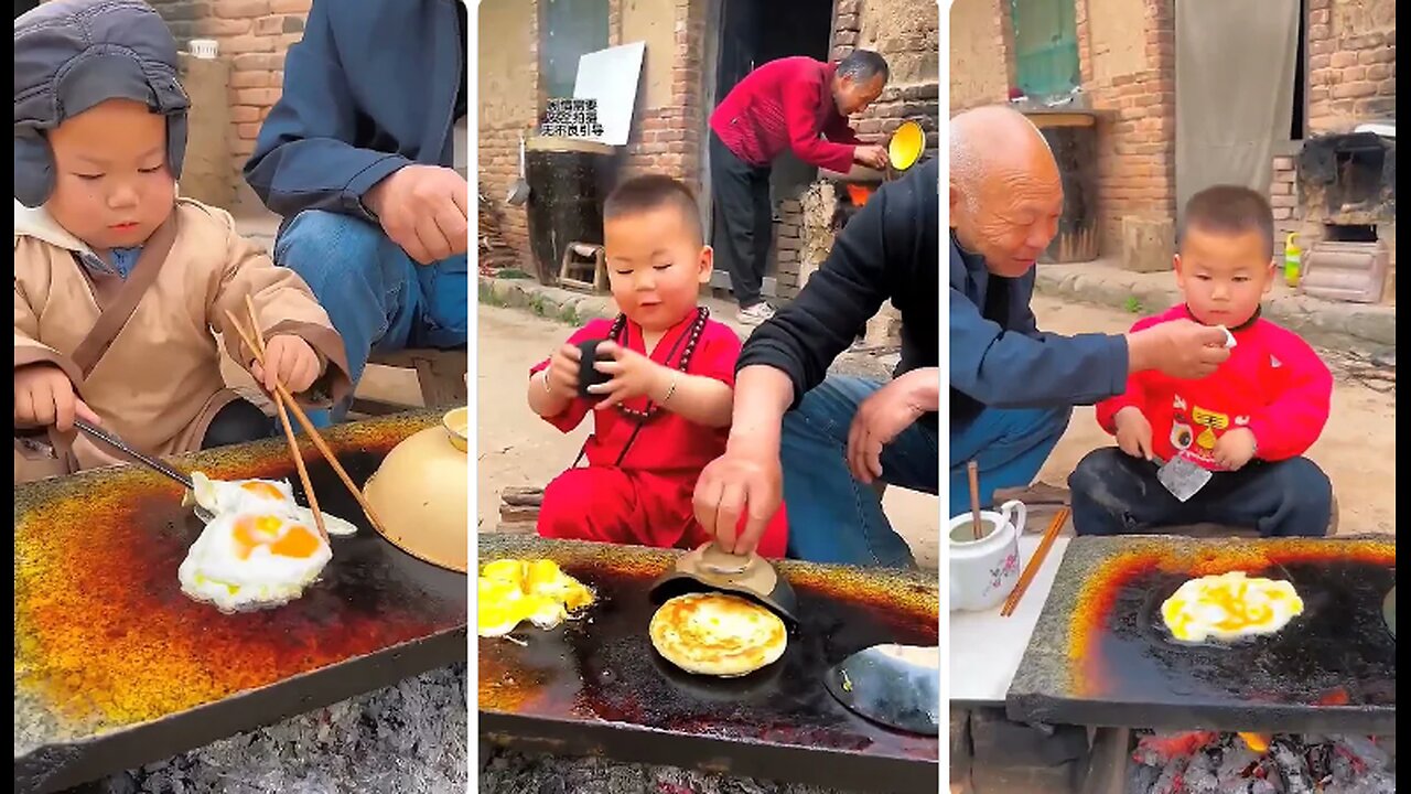 Chinese burger Sautéed mushrooms on stone plate