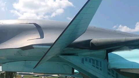 The movement of the canard wings of the Sukhoi Su-34 fighter-bomber.