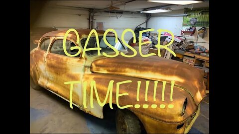 Chrysler Gasser Build part 1, step one... push or drag it in the garage!!!