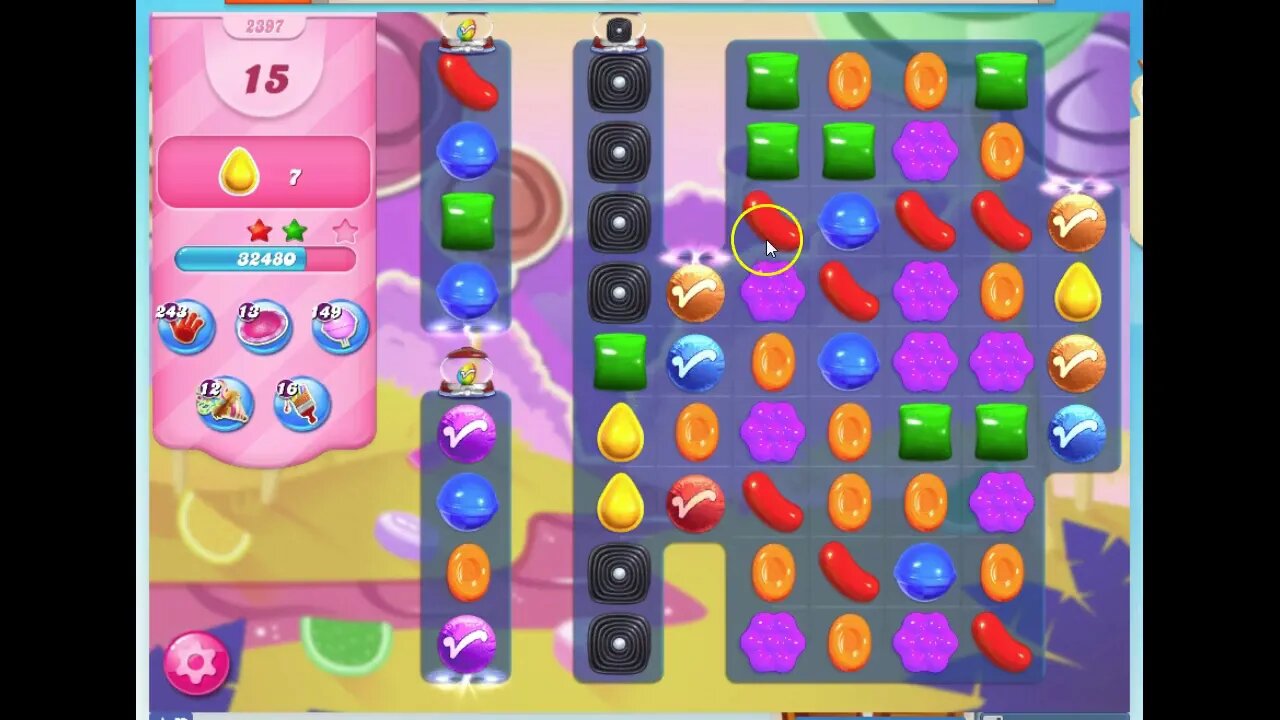 Candy Crush Level 2397 Audio Talkthrough, 3 Stars 0 Boosters
