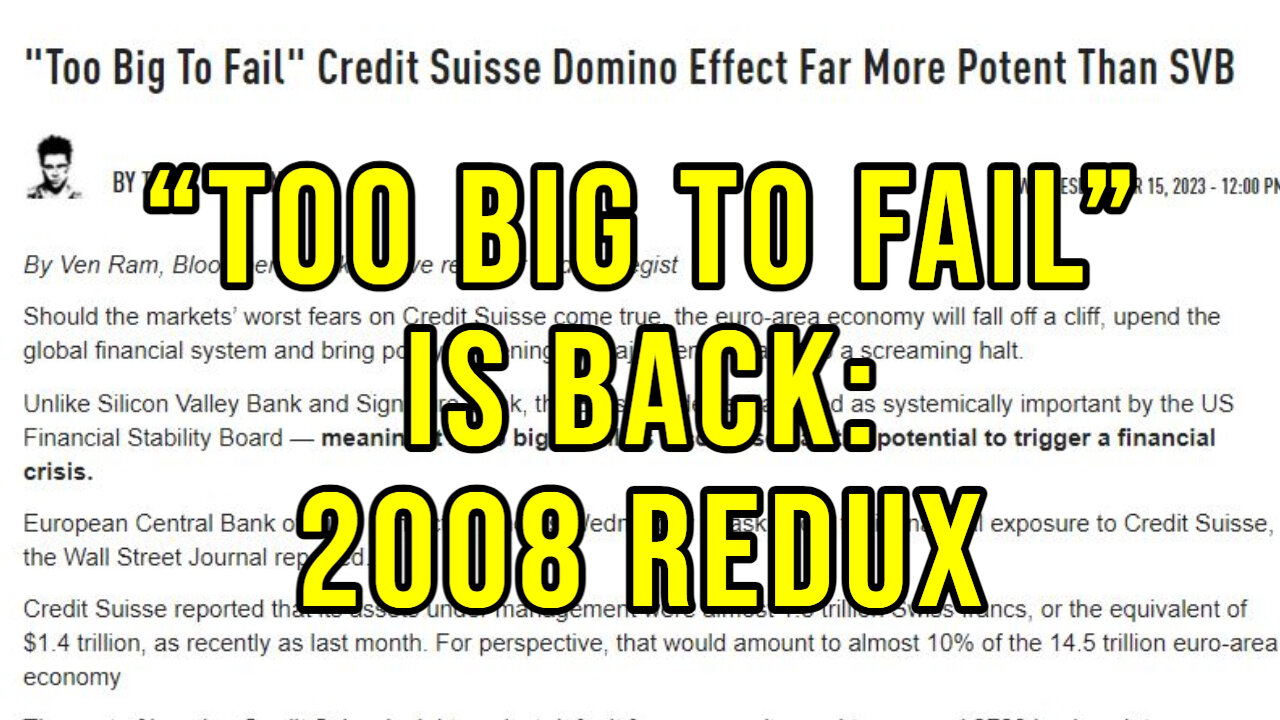 "Too Big To Fail" Is Back - 2008 Is Happening Again - And It's Likely To Get Worse