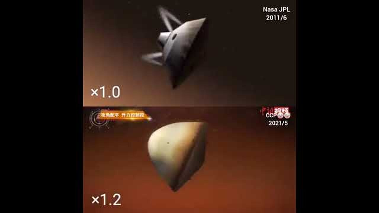 China's Mars Landing Clips vs NASA 10 Year Old CGI Clip