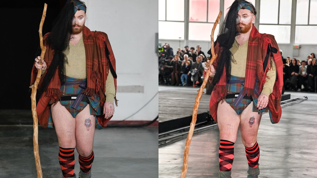 Sam Smith slays at Vivienne Westwood Womenswear Show during Paris Fashion Week