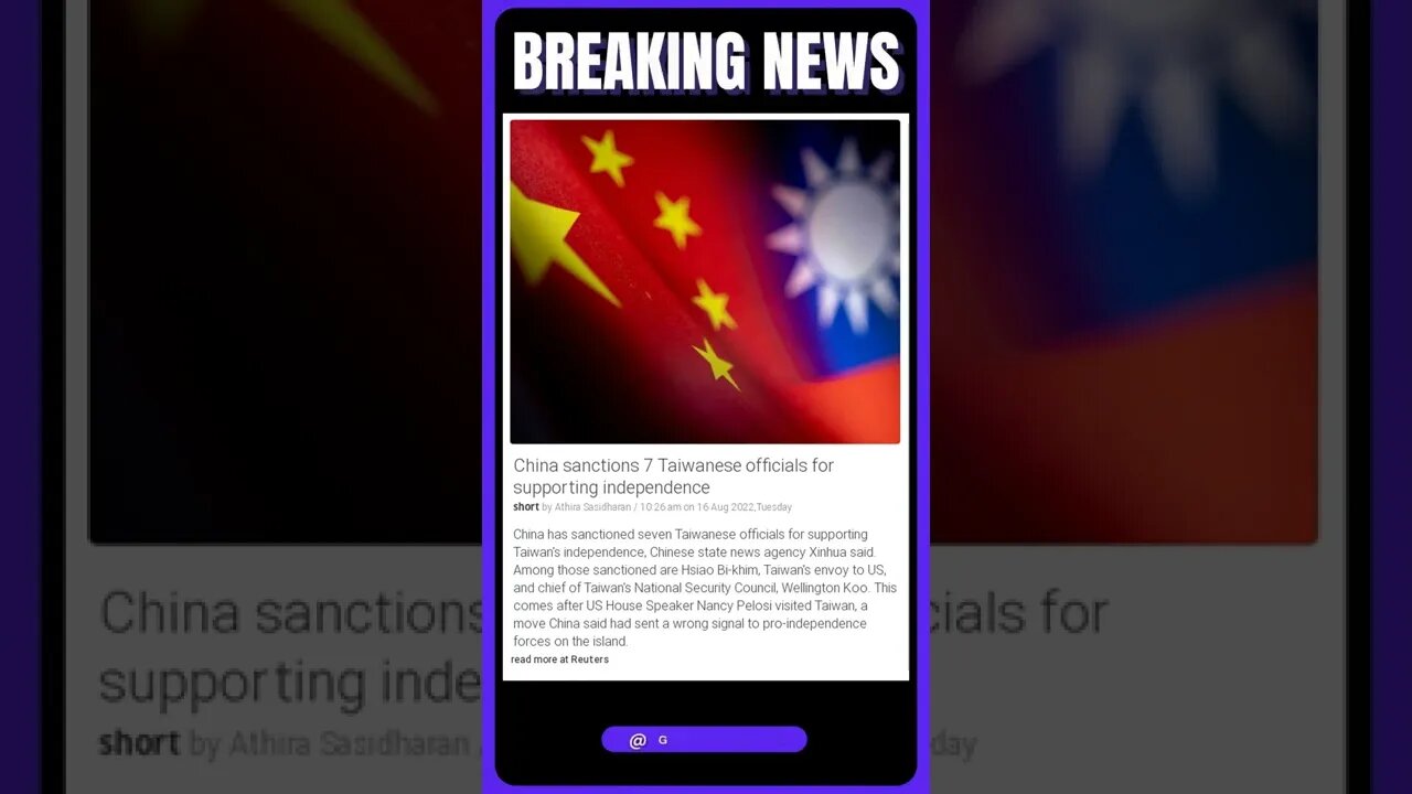 Latest Reports: China sanctions 7 Taiwanese officials for supporting independence #shorts #news