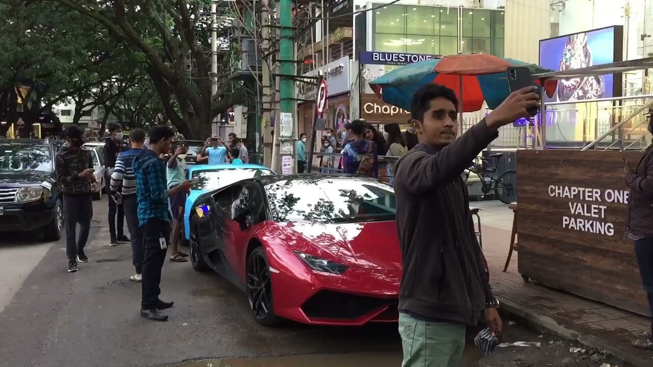 REACTION on street PARKED LAMBORGHINI in Bangalore | People CROWDED