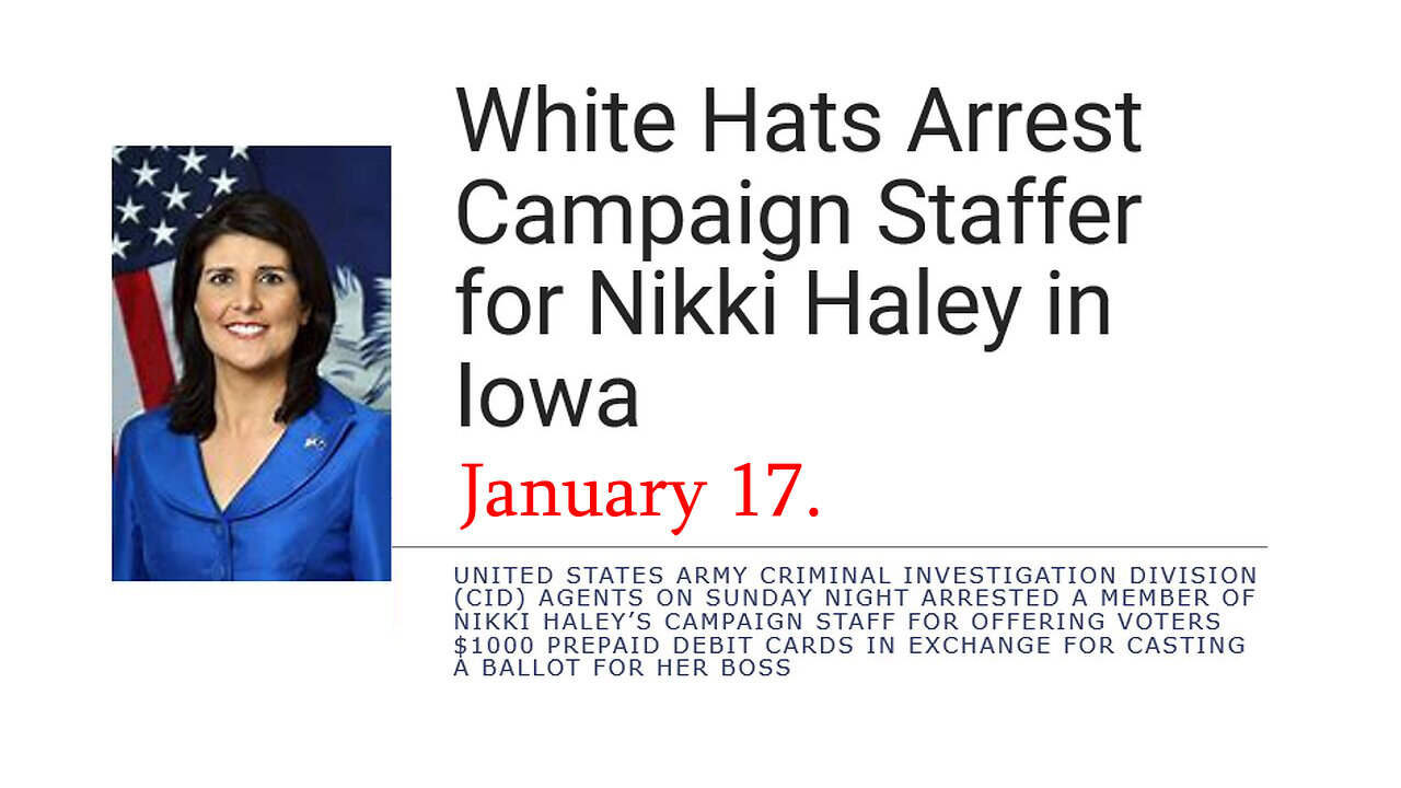 Jan 17, White Hats Arrest Campaign Staffer of Nikki Haley in Iowa